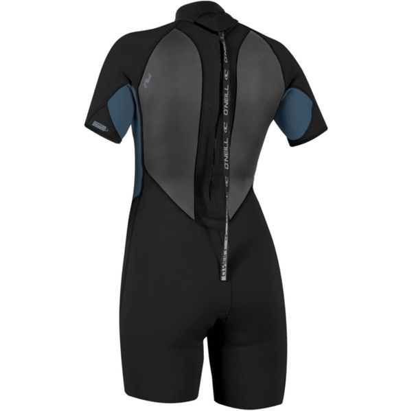 2026 O'Neill Dames Reactor-2 2mm Rug Ritssluiting Shorty Wetsuit 5043B - Black / Copen Blue